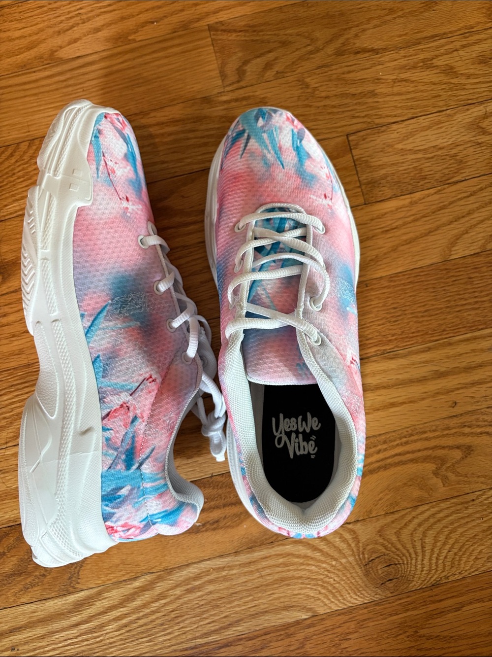YesWeVibe Pink & Blue Floral Women's Sneakers